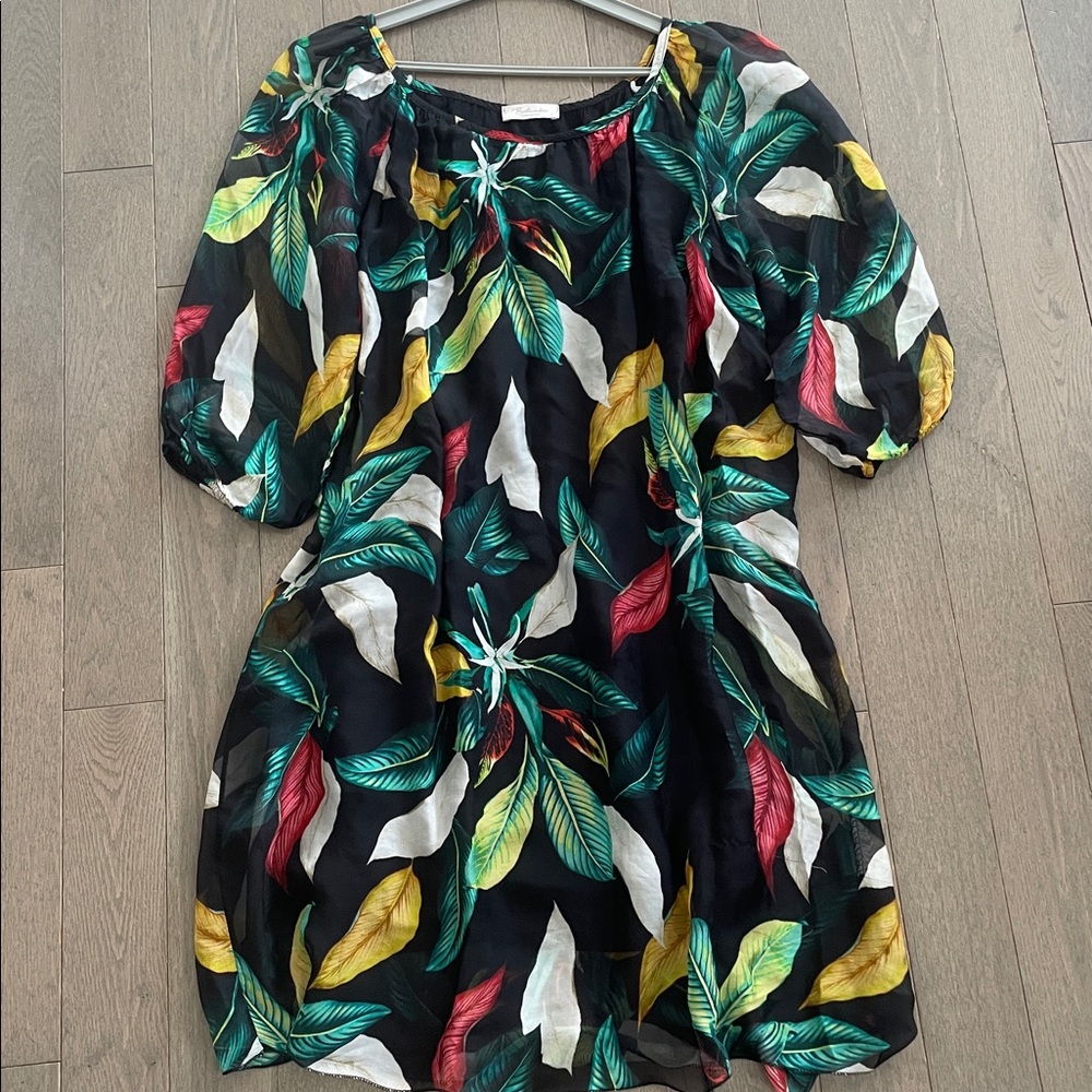 🇮🇹 Bellambra Silk Blend Leaf Print Dress • Made in Italy • Size Large - Picture 13 of 16